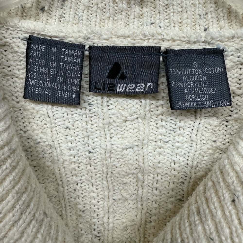 Vintage 90s Lizwear Coastal Cable Knit Cardigan, Size Small - Picture 4 of 10
